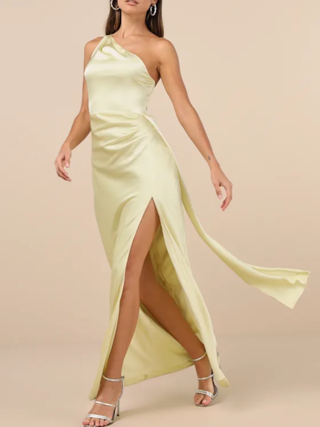Lulus Signature Elegance Satin One Shoulder Dress